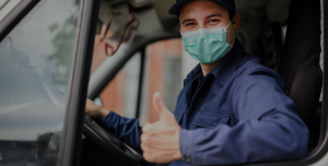 courier with face mask