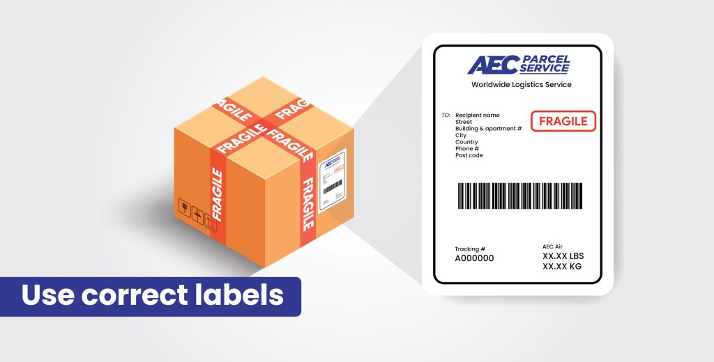 correct labels for parcel shipping