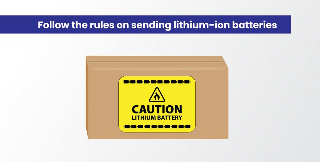 caution sign for lithium-ion batteries